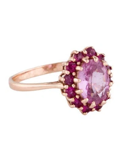 Pre-owned Ring 14k 1.34ct Sapphire & Ruby Cluster Cocktail  In Multi