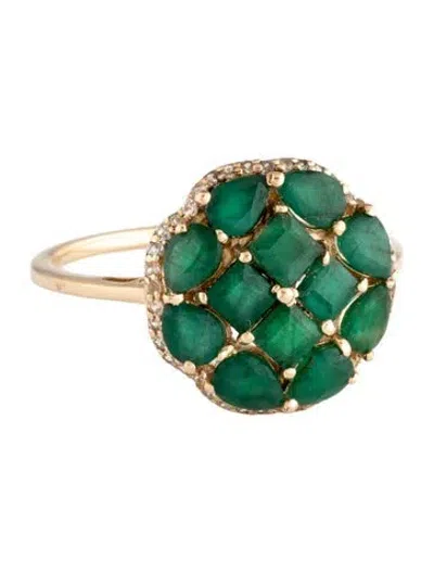 Pre-owned Ring 14k 1.35ctw Emerald & Sapphire Cocktail  In Multicolor