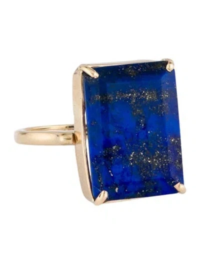Pre-owned Ring 14k 13.60ct Lapis Lazuli Cocktail  In Multi
