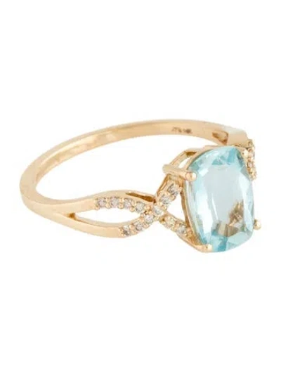 Pre-owned Ring 14k 1.37ct Aquamarine & Diamond Cocktail  In Multicolor