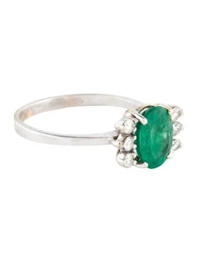 Pre-owned Ring 14k 1.37ct Emerald & Diamond Cocktail  In Multi