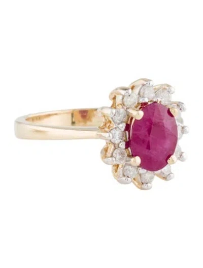 Pre-owned Ring 14k 1.37ct Ruby & Diamond Cocktail  In Multi