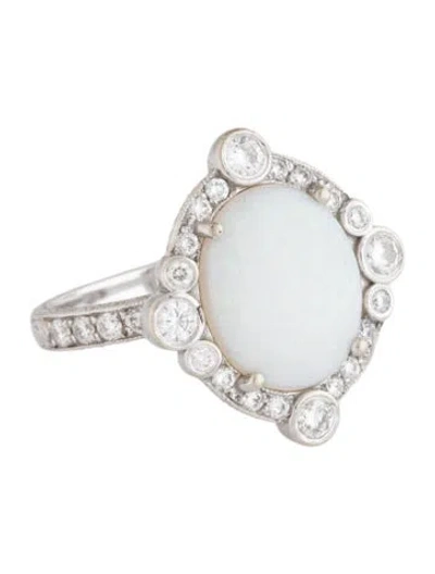 Pre-owned Ring 14k 1.38ct Opal & Diamond Cocktail  In Multicolor
