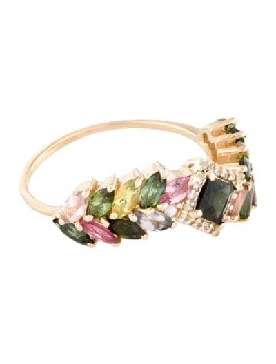 Pre-owned Ring 14k 1.39ct Tourmaline & Sapphire  In Multi