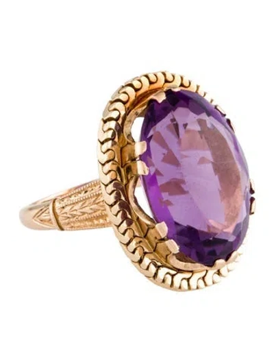 Pre-owned Ring 14k 14.02ct Amethyst Cocktail  In Multi