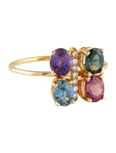 Pre-owned Ring 14k 1.40ctw Sapphire & Diamond Cocktail  In Multicolor