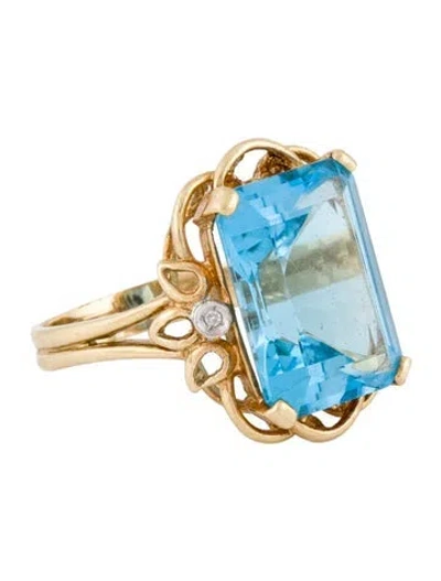 Pre-owned Ring 14k 14.16ct Topaz & Diamond Cocktail  In Multi