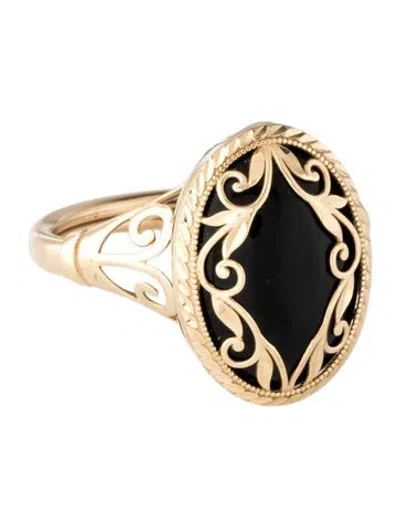Pre-owned Ring 14k 14.19ct Onyx Scroll Cocktail  In Multicolor