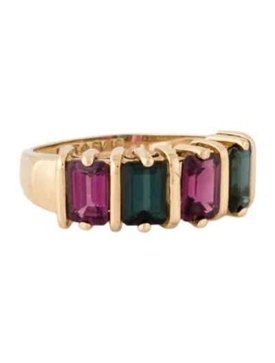 Pre-owned Ring 14k 1.42ctw Rhodolite & 1.12ctw Tourmaline Band In Multi