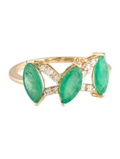 Pre-owned Ring 14k 1.43ct Emerald & Diamond Cocktail  In Multicolor