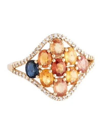 Pre-owned Ring 14k 1.43ctw Sapphire & Diamond Cocktail  In Multicolor