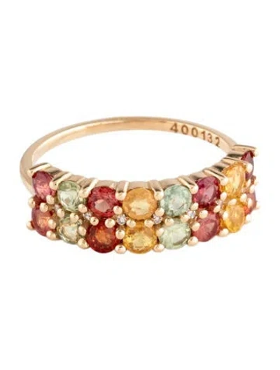 Pre-owned Ring 14k 1.44ctw Sapphire Cocktail  In Multicolor