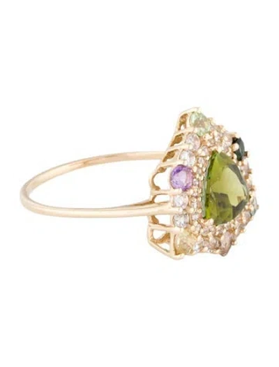 Pre-owned Ring 14k 1.44ctw Tourmaline & Sapphire Cocktail  In Multi