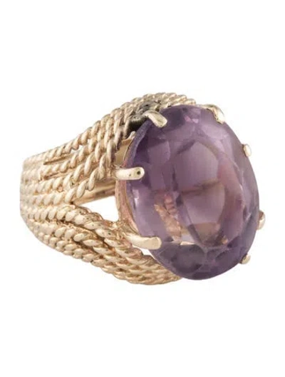 Pre-owned Ring 14k 14.55ct Amethyst Cocktail  In Multicolor