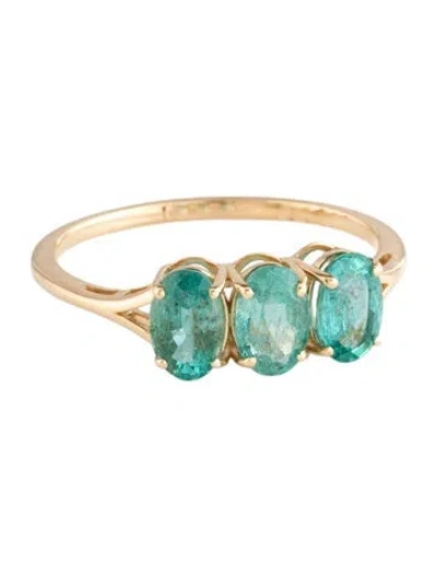 Pre-owned Ring 14k 1.45ct Emerald 3-stone  In Multicolor