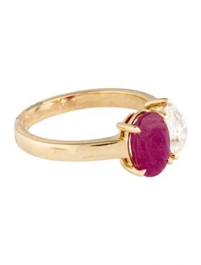 Pre-owned Ring 14k 1.45ctw Ruby & 1.01ctw Lab-grown Diamond Cocktail  In Multicolor