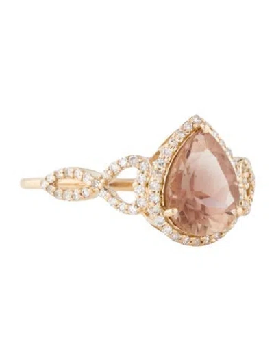 Pre-owned Ring 14k 1.47ct Feldspar & Diamond Cocktail  In Multi