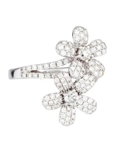 Pre-owned Ring 14k 1.47ctw Diamond Flower Cocktail  In Multicolor
