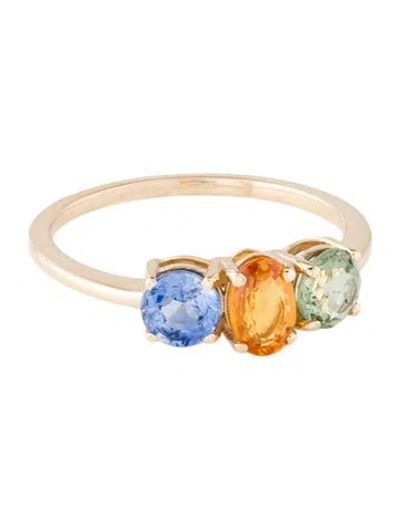 Pre-owned Ring 14k 1.47ctw Sapphire Cocktail  In Multicolor