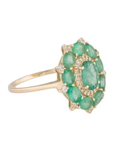 Pre-owned Ring 14k 1.48ctw Emerald And Sapphire Cocktail  In Multi