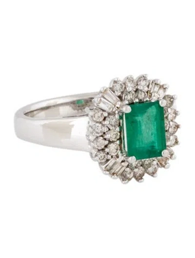 Pre-owned Ring 14k 1.50ctw Emerald & Diamond Cocktail  In Multi