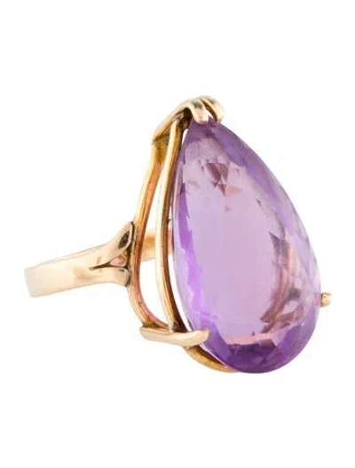 Pre-owned Ring 14k 15.18ct Amethyst Cocktail  In Multi