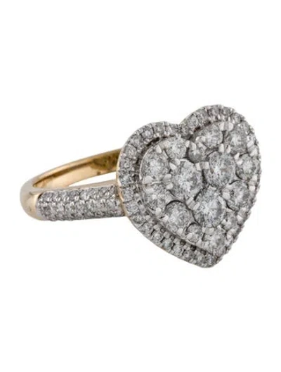 Pre-owned Ring 14k 1.51ctw Diamond Heart Cocktail  In Multi