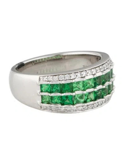 Pre-owned Ring 14k 1.51ctw Tsavorite Garnet & Diamond Band In Multi