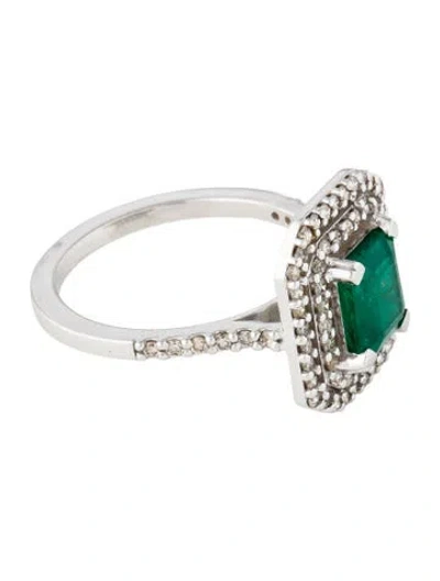 Pre-owned Ring 14k 1.53ct Emerald & Diamond Cocktail  In Multi