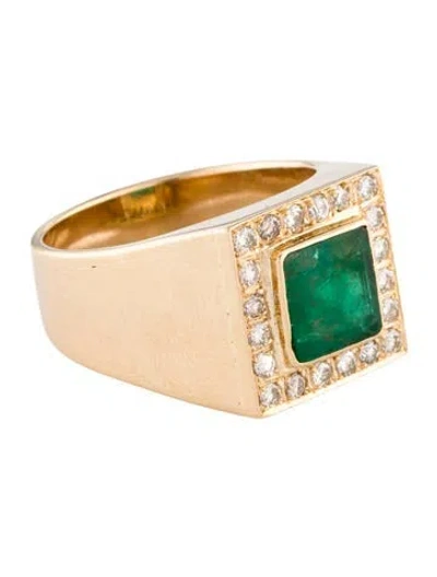 Pre-owned Ring 14k 1.53ctw Emerald & Diamond Cocktail  In Multi