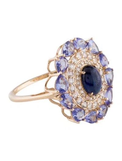 Pre-owned Ring 14k 1.53ctw Sapphire & Tanzanite Cocktail  In Multi