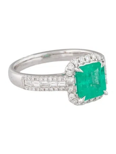 Pre-owned Ring 14k 1.54ct Emerald & Diamond Cocktail  In Multi