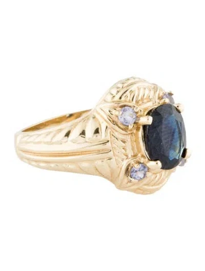 Pre-owned Ring 14k 1.54ct Sapphire & Tanzanite Cocktail  In Multi