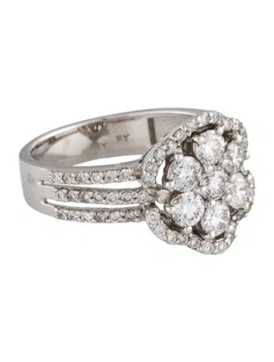 Pre-owned Ring 14k 1.54ctw Diamond Flower Cocktail  In Multi