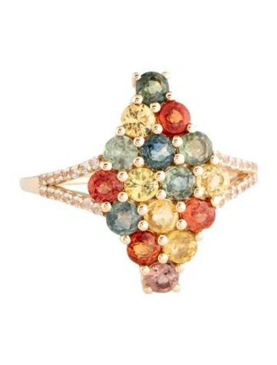 Pre-owned Ring 14k 1.55ctw Sapphire Cocktail  In Multicolor