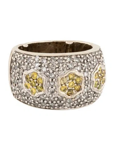 Pre-owned Ring 14k 1.56ctw Diamond Mosaic Flower Band  In Multicolor
