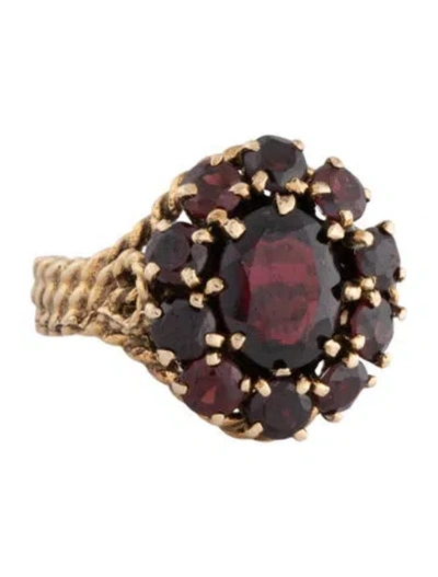 Pre-owned Ring 14k 1.58ct Garnet Cluster Cocktail  In Multi
