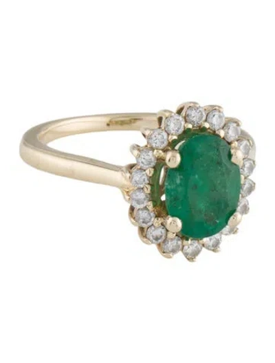 Pre-owned Ring 14k 1.59ctw Emerald & Diamond Cocktail  In Multicolor