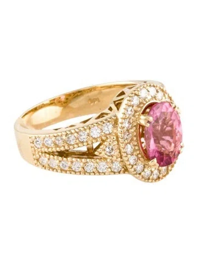 Pre-owned Ring 14k 1.60ct Tourmaline And Diamond Cocktail  In Multi