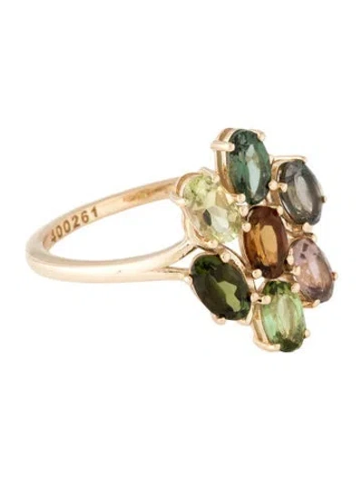 Pre-owned Ring 14k 1.60ctw Tourmaline Cocktail  In Multicolor