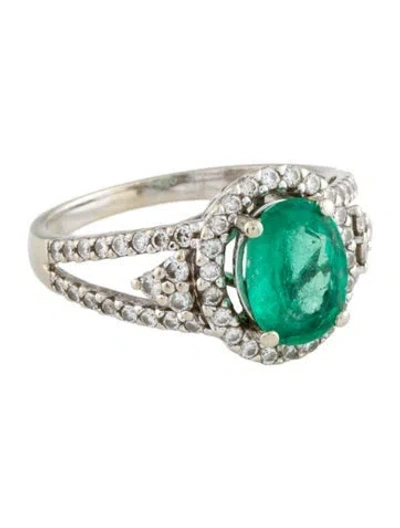 Pre-owned Ring 14k 1.62ct Colombian Emerald & Diamond Cocktail  In Multi