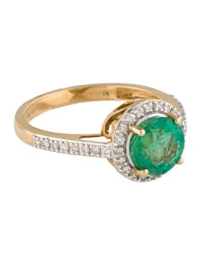 Pre-owned Ring 14k 1.62ct Emerald & Diamond Cocktail  In Multi