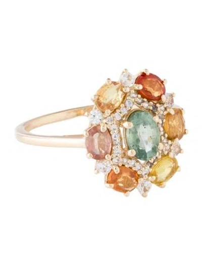 Pre-owned Ring 14k 1.62ctw Sapphire Cocktail  In Multicolor