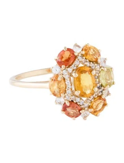 Pre-owned Ring 14k 1.62ctw Sapphire Cocktail  In Multicolor
