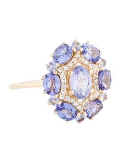 Pre-owned Ring 14k 1.63ct Tanzanite & Sapphire Cocktail  In Multi