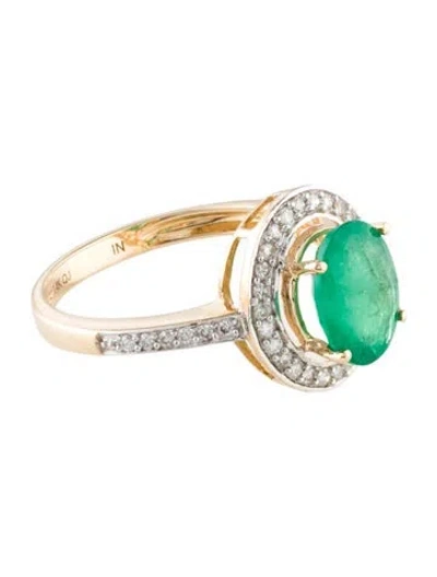Pre-owned Ring 14k 1.65ct Emerald & Diamond Cocktail  In Multi