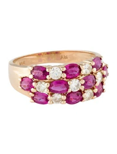 Pre-owned Ring 14k 1.65ct Ruby & Diamond Cocktail  In Multi