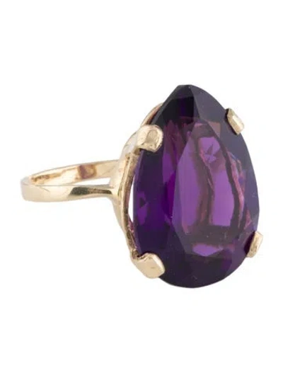 Pre-owned Ring 14k 16.61ct Amethyst Solitaire Cocktail  In Multi