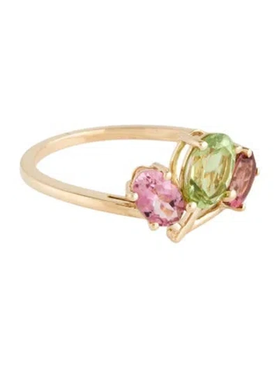 Pre-owned Ring 14k 1.67ct Tourmaline Cocktail  In Multicolor