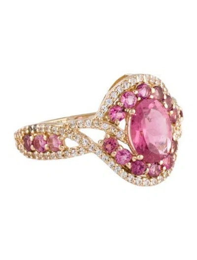 Pre-owned Ring 14k 1.67ctw Tourmaline & Sapphire Cocktail  In Multi